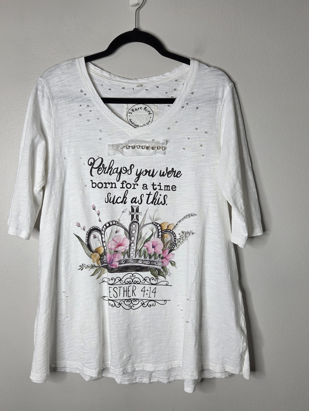 A Rare Bird Distressed Jeweled Memory Verse Tshirt